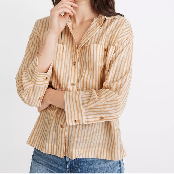 Madewell | Boxy Workwear Shirt in Stripe - Picture 1 of 8